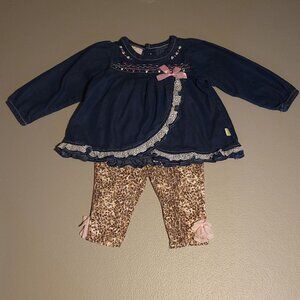 Duck Duck Goose Denim Colored Shirt & Leopard Print Leggings